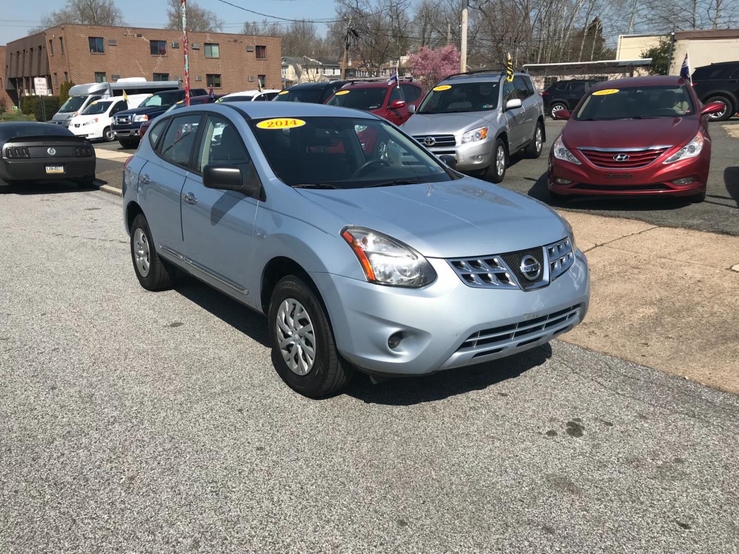 2014 Blue /Gray Nissan Rogue S (JN8AS5MV1EW) with an 2.5 V4 engine, Automatic transmission, located at 577 Chester Pike, Prospect Park, PA, 19076, (610) 237-1015, 39.886154, -75.302338 - Photo#2